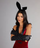 Midnight Glam Long Ruffled Satin Gloves