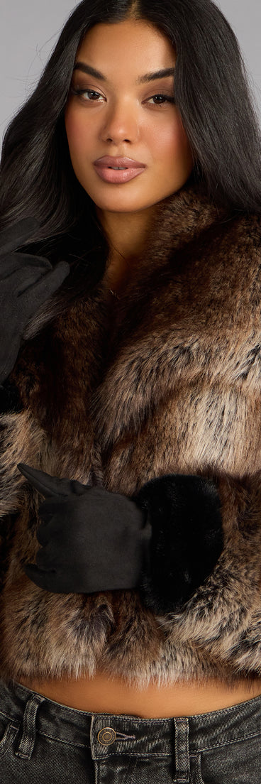Cold Weather Luxe Faux Fur Trim Gloves
