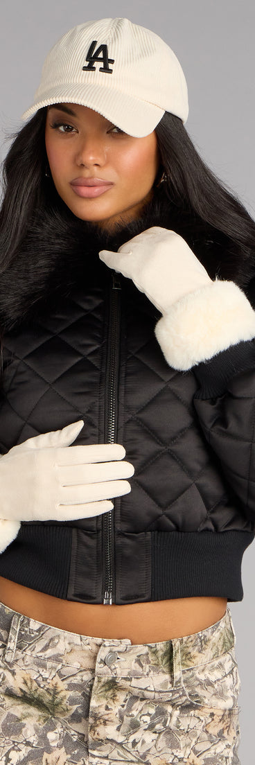 Cold Weather Luxe Faux Fur Trim Gloves