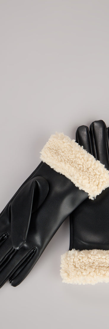 Style Forecast Sherpa Trim Faux Leather Gloves