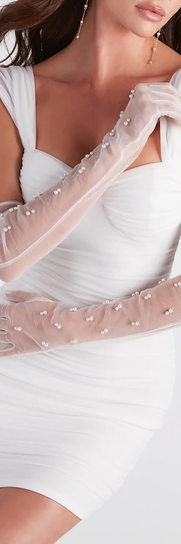 Chic And Posh Pearl Mesh Long Gloves