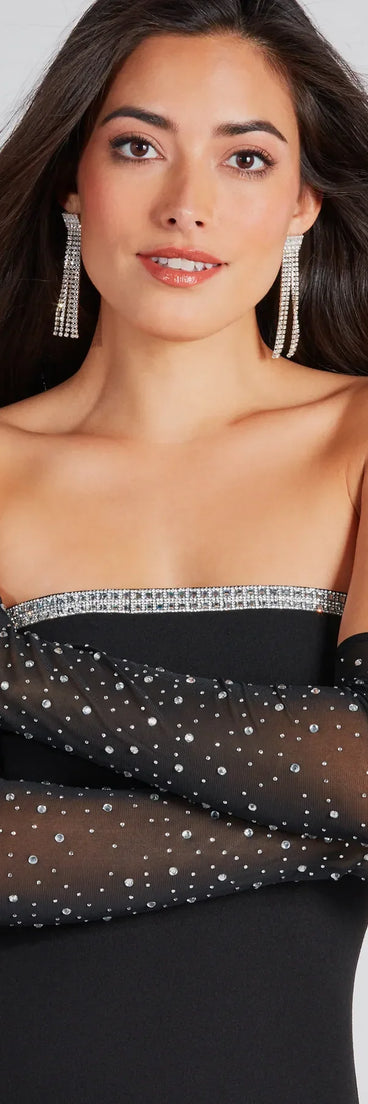 Reigning Chic Mesh Rhinestone Gloves