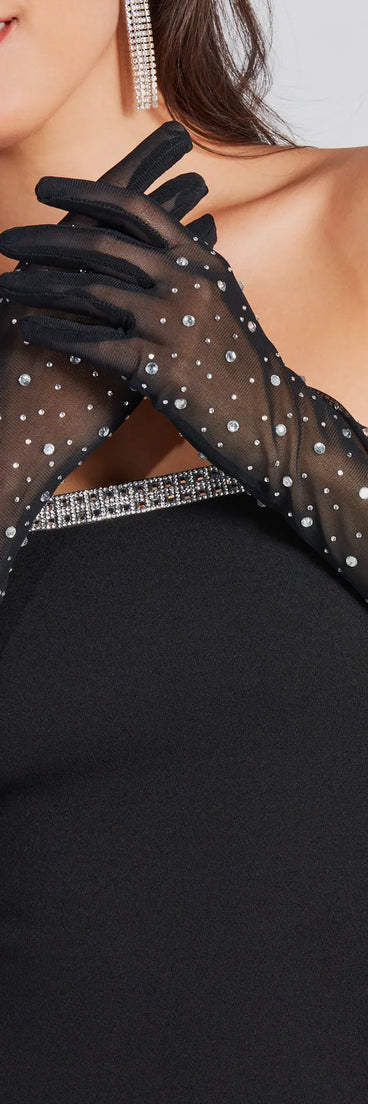 Reigning Chic Mesh Rhinestone Gloves