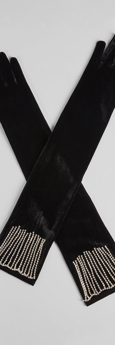 Luxe Shine Rhinestone Velvet Gloves