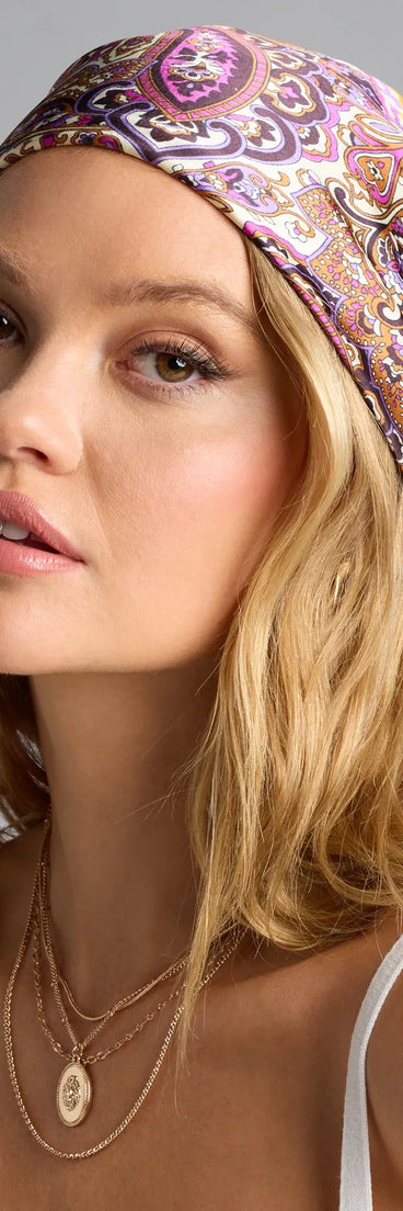 Statement Paisley Boho Satin Scarf