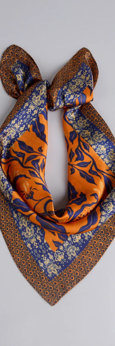 Boho Chic Floral Satin Scarf