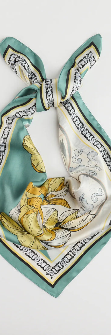 Charming Serenity Floral Satin Scarf