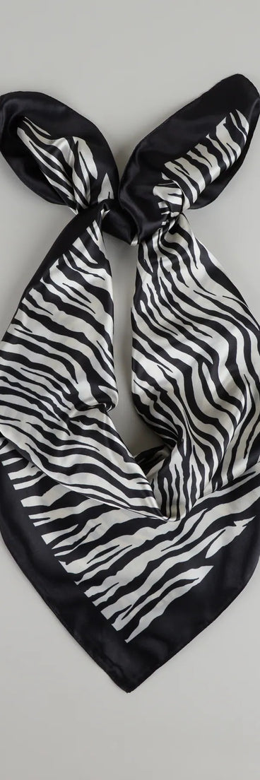 Call Me Extra Zebra Print Satin Scarf