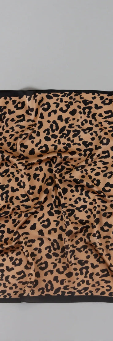 Sleek Purrfection Leopard Print Satin Scarf