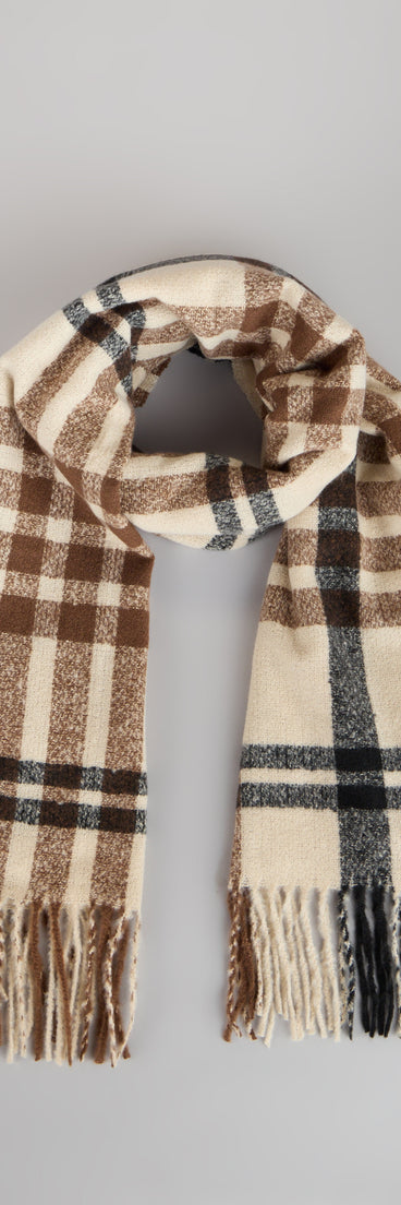 This brown piece brings trend-right energy to the Play On In Plaid Blanket Scarf, perfect for fall outfits that stand out.