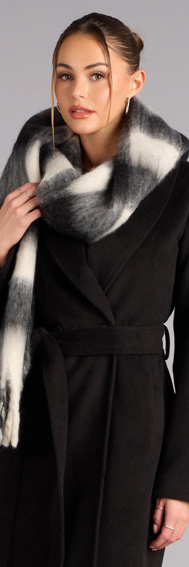 Cozy Moment Plaid Fringe Scarf