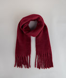 This burgundy piece brings trend-right energy to the Cozy Mood Fuzzy Scarf, perfect for fall outfits that stand out.