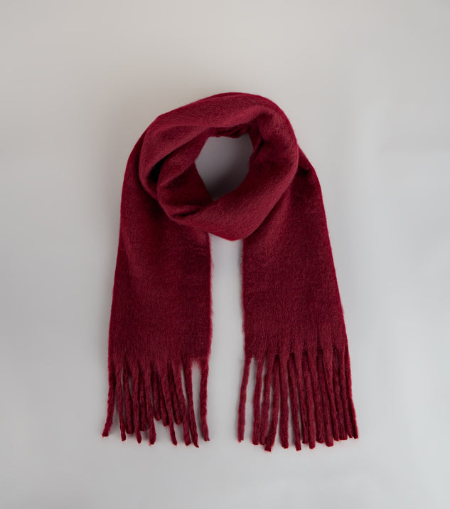 This burgundy piece brings trend-right energy to the Cozy Mood Fuzzy Scarf, perfect for fall outfits that stand out.