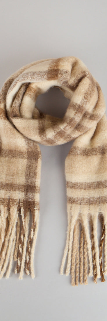 Cozy Check Plaid Knit Scarf