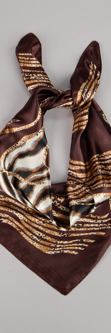 Wildly Chic Satin Animal Print Scarf