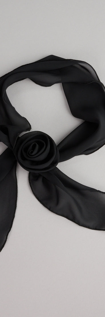 Rosette Charm Chiffon Skinny Scarf
