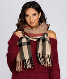 Plaid Fringe Over-sized Scarf