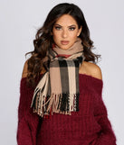Plaid Fringe Over-sized Scarf