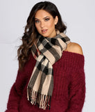 Plaid Fringe Over-sized Scarf