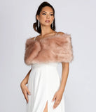 Complete your outfits with the Ms. Diva Faux Fur Shawl, a mauve fashion jacket that adds stylish edge and versatile appeal.