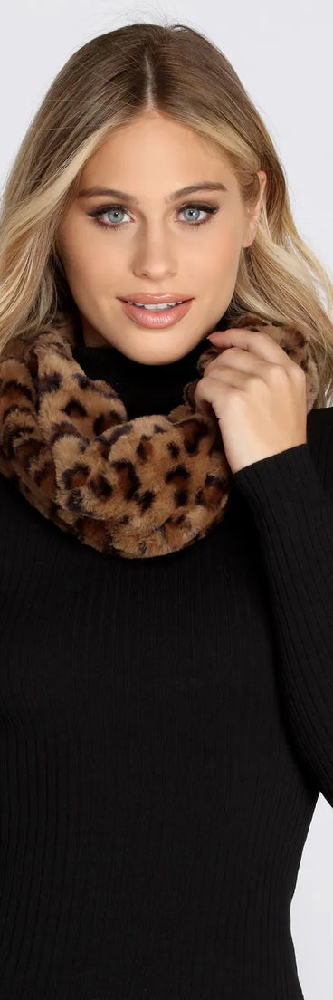 Leopard Print Faux Fur Infinity Scarf
