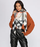 Spiced Latte Plaid Fringe Blanket Scarf