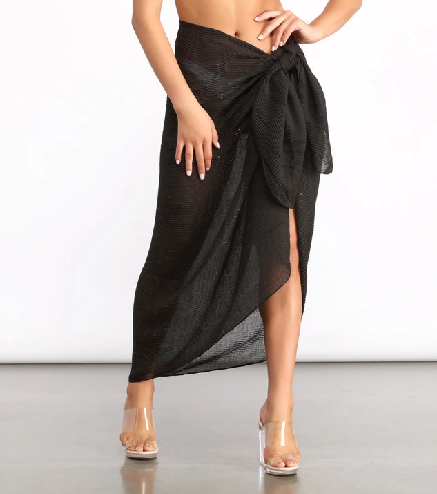 Pleated Glitter Sarong Wrap