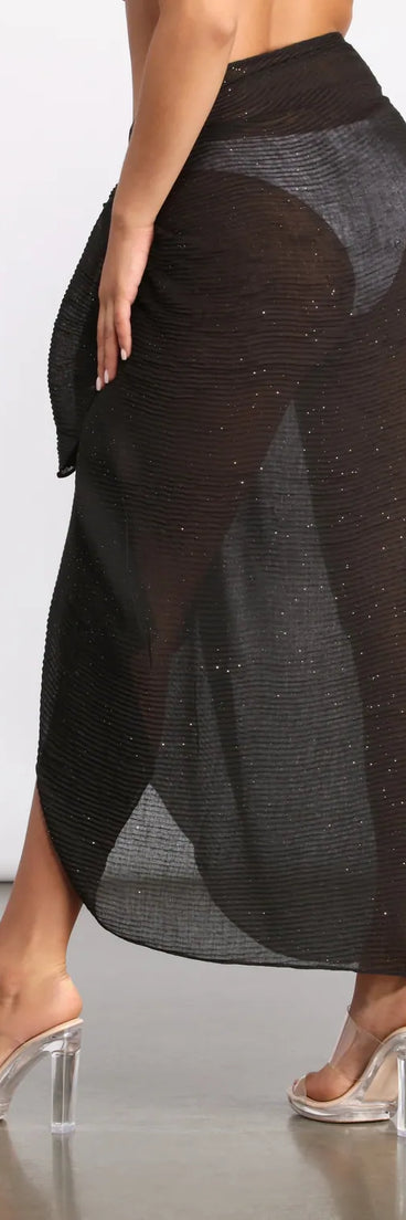 Pleated Glitter Sarong Wrap