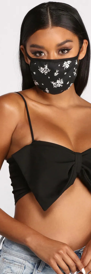 Two Tone Floral Face Mask With Earloops