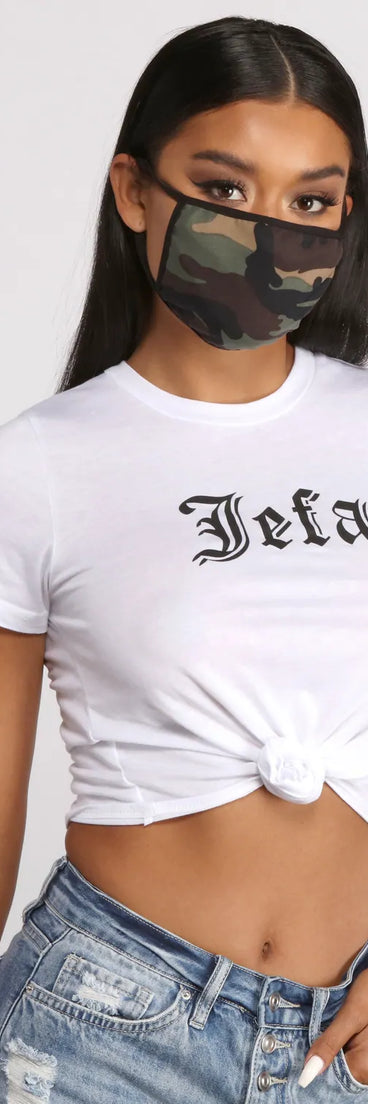 Camo Print Face Mask With Earloops