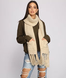 Oversized Chunky Knit Fringe Scarf