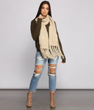 Oversized Chunky Knit Fringe Scarf