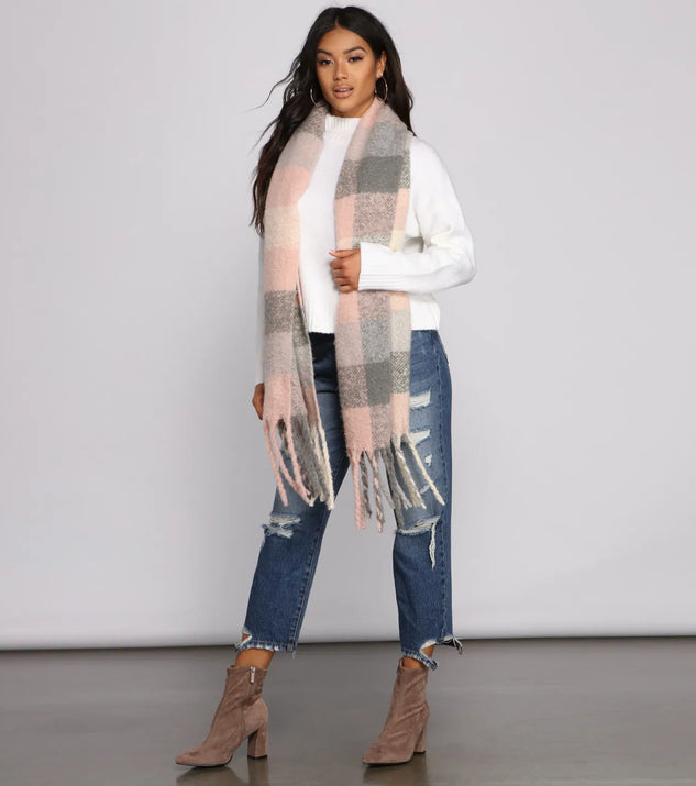 Pretty In Plaid Blanket Scarf