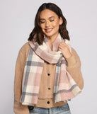 Wrapped In Cozy Vibes Plaid Blanket Scarf
