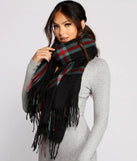 Plaid Fringe Blanket Scarf