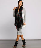 Plaid Fringe Blanket Scarf