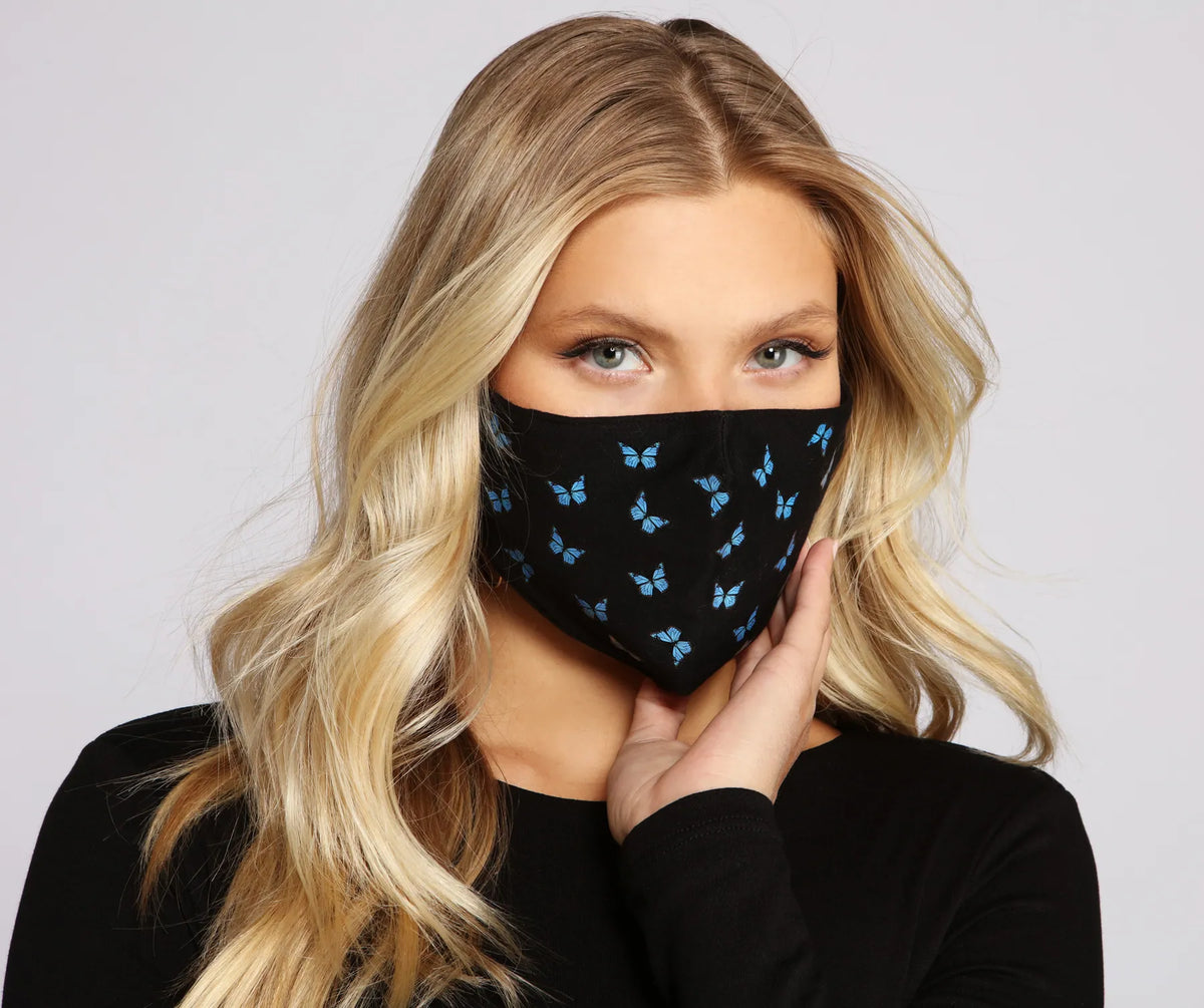 Butterfly Printed Face Mask & Windsor