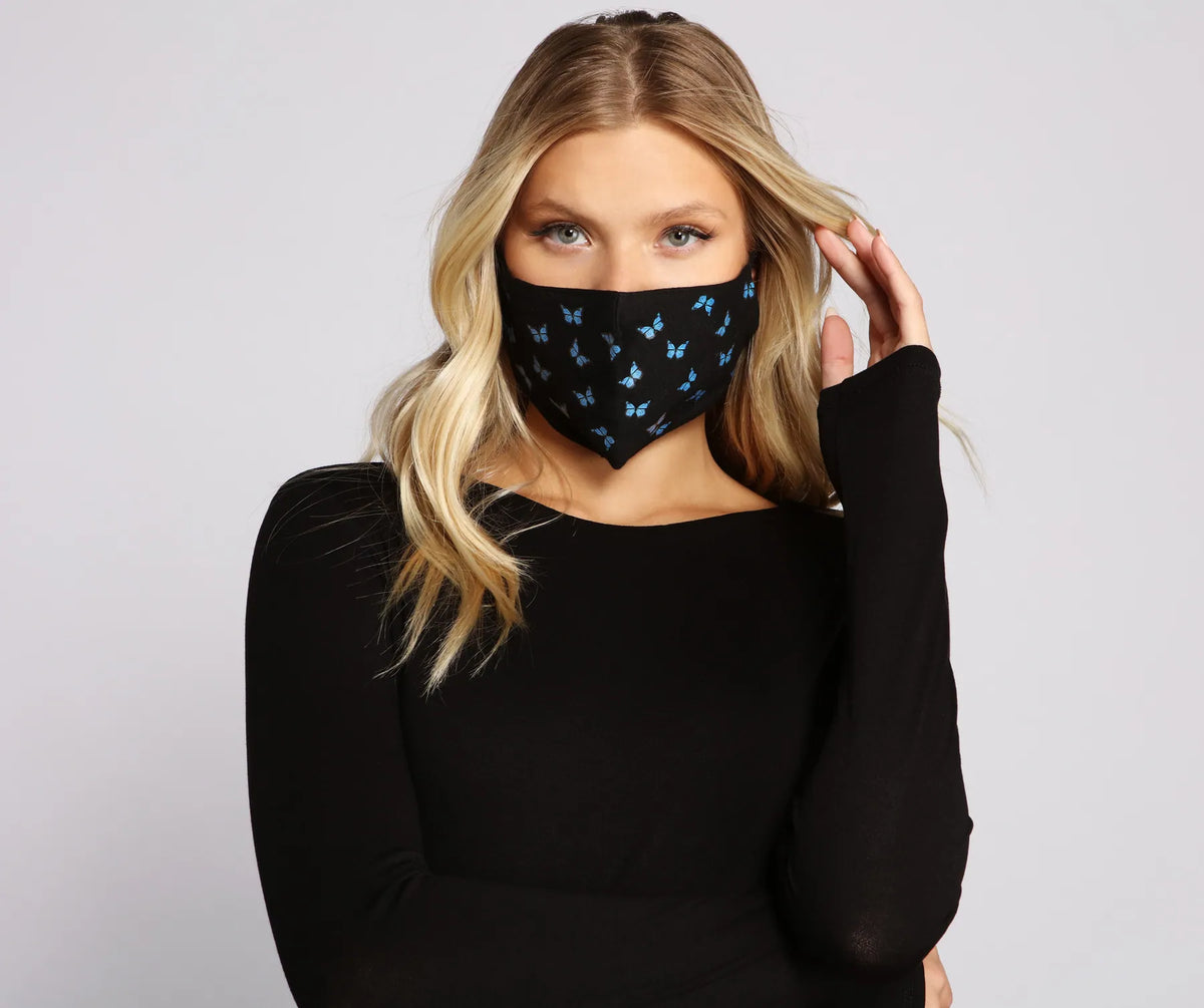 Butterfly Printed Face Mask & Windsor