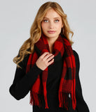Stylish In Plaid Fringe Scarf