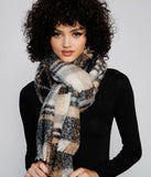 Plaid Cozy Frayed Blanket Scarf