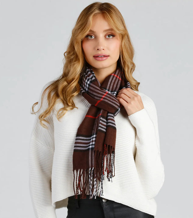 Easy Breezy Plaid Fringe Scarf