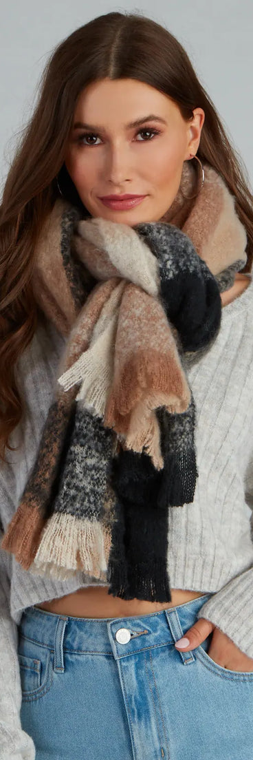 Feeling Chilly Brushed Plaid Scarf