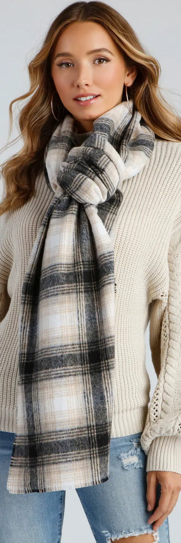 Cozy In Plaid Brushed Woven Scarf