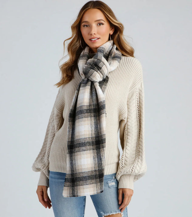Cozy In Plaid Brushed Woven Scarf