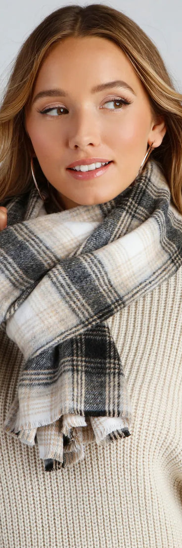 Cozy In Plaid Brushed Woven Scarf