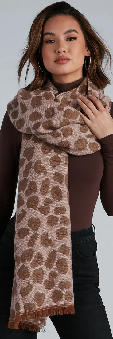 Leopard Reversible Oversized Knit Scarf