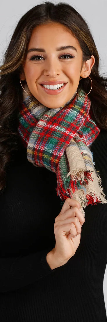 Fireside Cozy Plaid Frayed Scarf