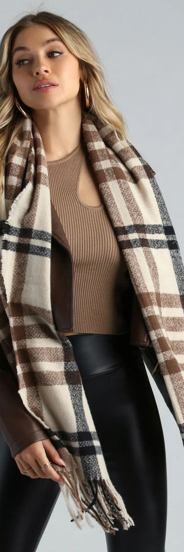 Ever-So-Trendy Plaid Fringe Scarf
