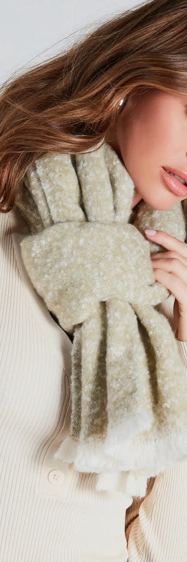 Feeling Chilly Frayed Edge Knit Scarf