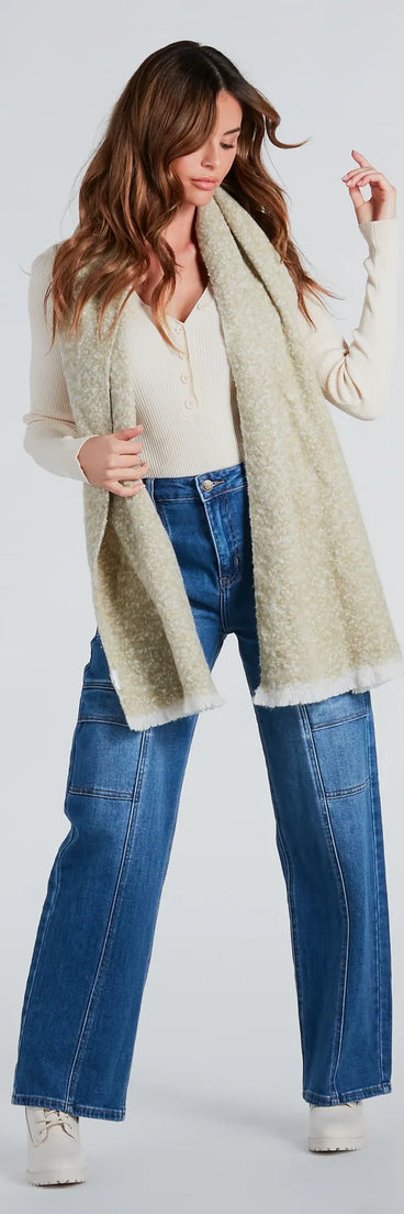 Feeling Chilly Frayed Edge Knit Scarf